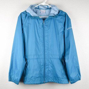 Columbia Womens S Teal Blue Hoodie Nylon Jacket